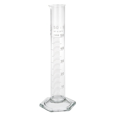 Bild 50ml Messzylinder HF aus Glas, weisse Skala