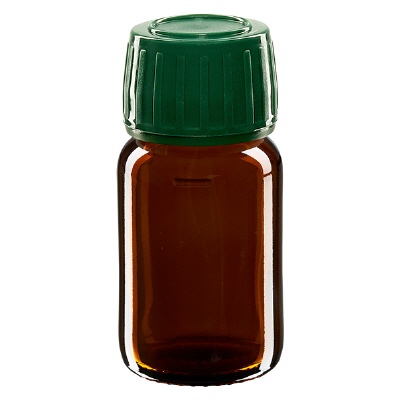 Bild 30ml Euro-Medizinflasche braun Verschluss grün OV