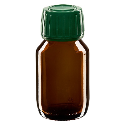 Bild 50ml Euro-Medizinflasche braun Verschluss grün OV