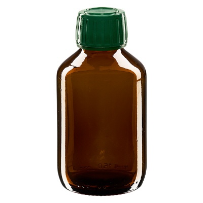 Bild 150ml Euro-Medizinflasche braun Verschluss grün OV