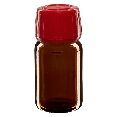 Bild 30ml Euro-Medizinflasche braun Verschluss rot OV